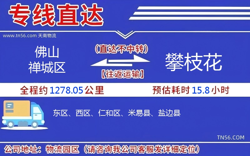 佛山禪城區到攀枝花物流公司