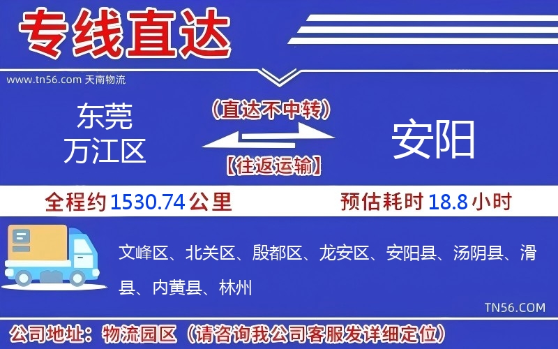 東莞萬江區到安陽物流公司