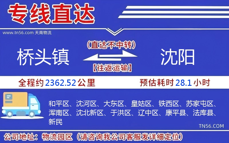 橋頭鎮到沈陽物流公司 橋頭鎮到沈陽物流公司
