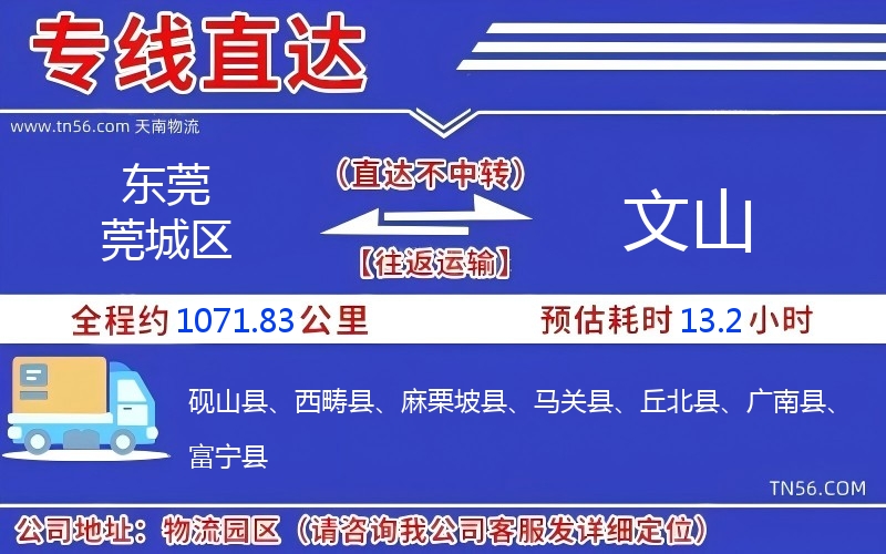 東莞莞城區到文山物流公司