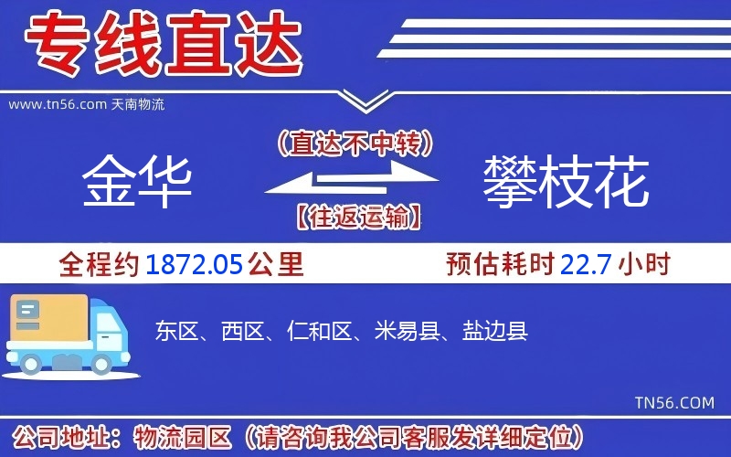 金華到攀枝花物流公司