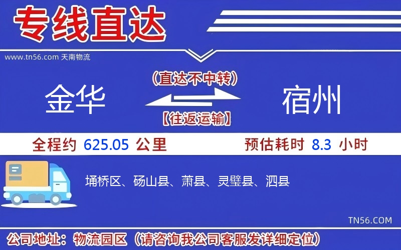 金華到宿州物流公司